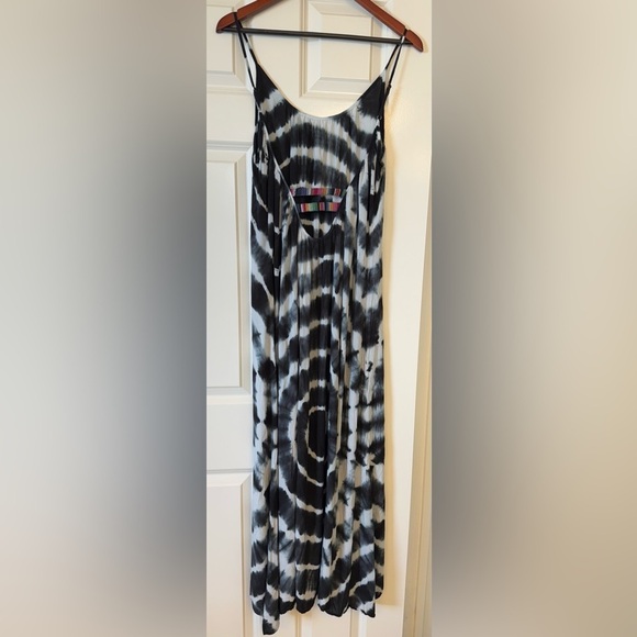 Raviya Cover Up Maxi Dress Black Boho Tie Dye Tank Strap Size Large - Picture 2 of 8